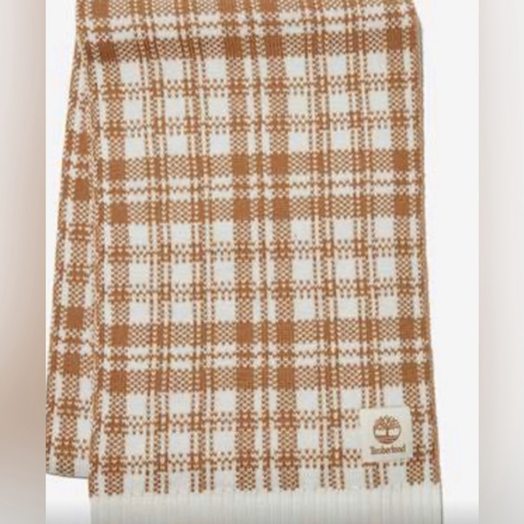 Timberland Brown Plaid Knit Scarf NEW NWT - Picture 4 of 5